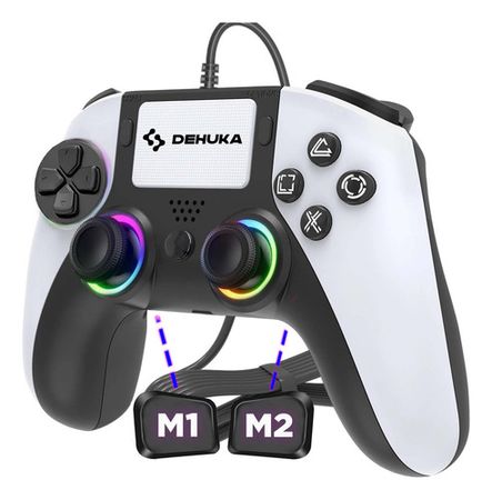 Control Mando Joystick Con Cable Compatible Con P5 Pro Pc Gamer Inalambrico Usb Blanco