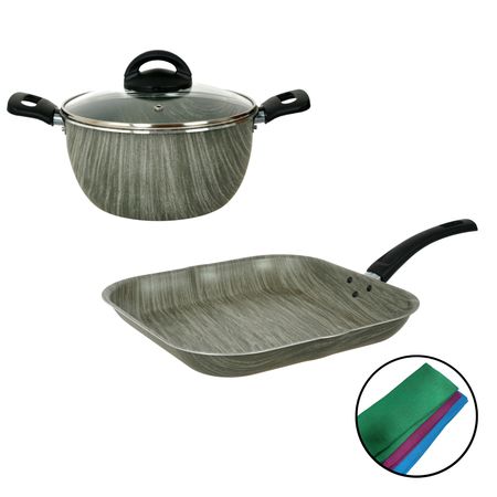 Bateria de Cocina Cacerola Bifera Grill Aston Terra