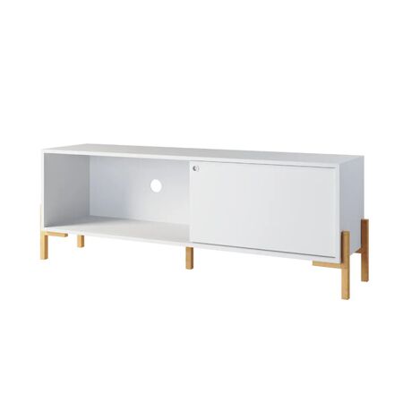 RACK TV PUERTA CORREDIZA BLANCO 49.5X140X35 CM