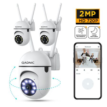 Kit x3 Cámara de Seguridad Gadnic SX19 WiFi interior HD Con App y Visión Nocturna