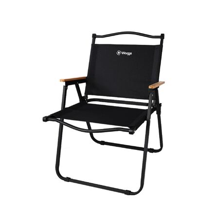 Reposera Plegable Waggs Playera Moderna Apoyabrazos Madera Negro