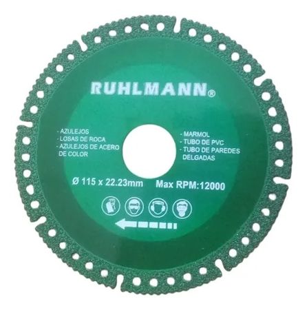 Disco Diamantado Ruhlmann Multifuncional 115mm 4.5 Pulgadas