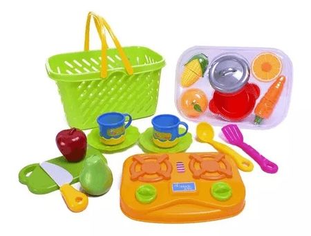 Juego Canasta De Frutas Y Verduras Con Abrojo Y Accesorios ( 7303)