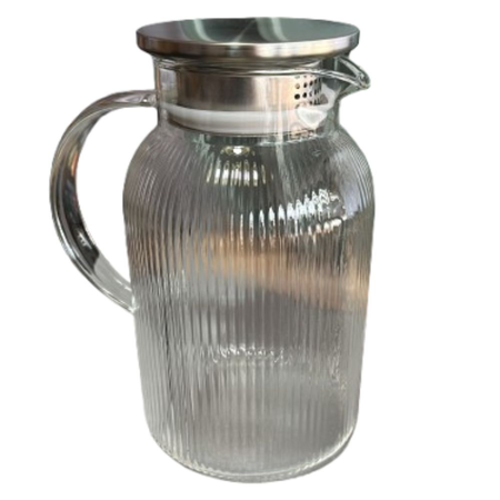 Jarra de Vidrio Agua Jugo con Tapa Acero Con Filtro 1500 ml