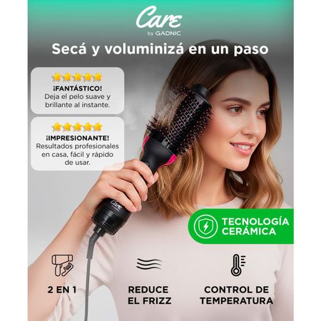 Cepillo Secador de Pelo Care By Gadnic S1200 Pro Voluminizador Frío Calor