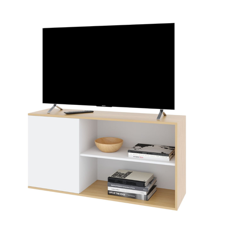Rack Hasta Tv 55p 1 Puerta Dvs02rnb Roble Natural/Blanco Delos