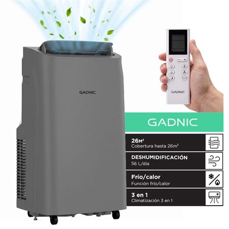 Aire Acondicionado Portátil Gadnic Frío/Calor Cobertura 18 A 26 M² 56 L Día 3000 Frigorías