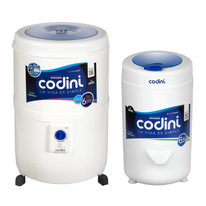 Combo Codini Lavarropas Semiautomático Silent 10 kg + Secarropas Advance 6.5 kg 2800 RPM - 4051/AD65 - Vista 1