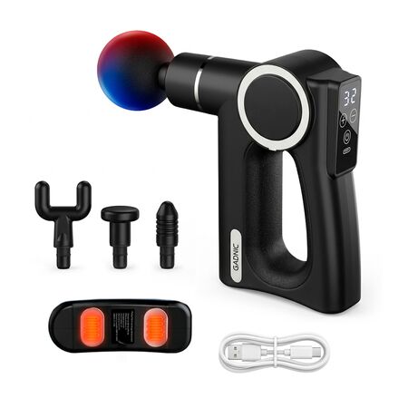 Pistola de Masaje Corporal Gadnic Percusión de Tejido Profundo 32 Niveles Potencia 24W 4 Cabezales