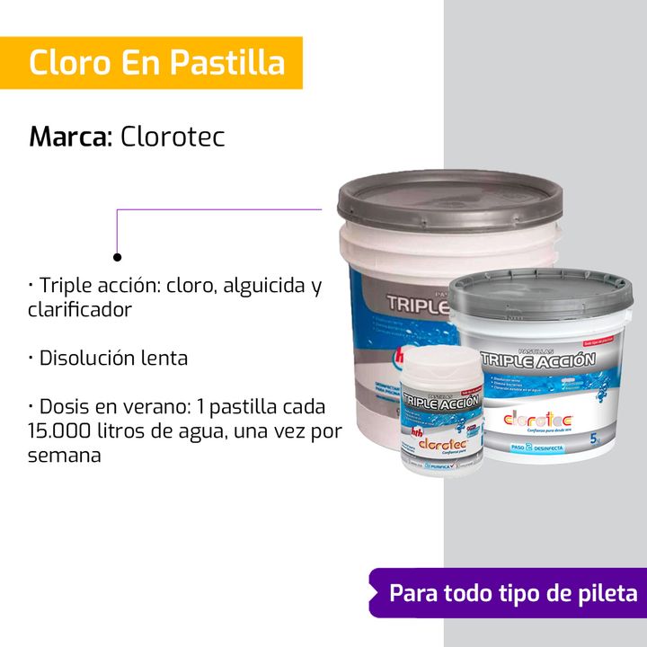 Cloro En Pastillas Triple Accion 200gr Clorotec 10 Kg Rex - Vista 2