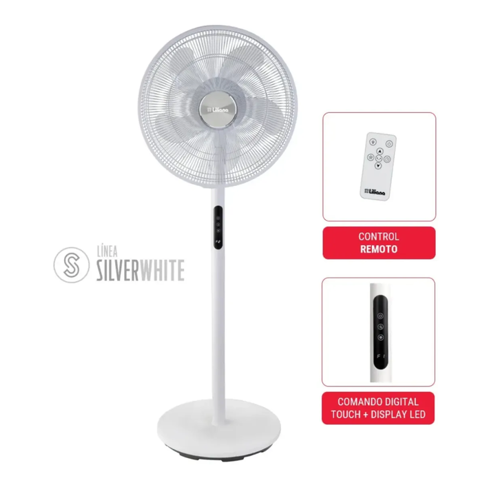 Ventilador pie 16 Liliana digital SILVERWHITE - Vista 2