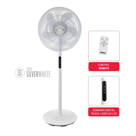 Ventilador pie 16 Liliana digital SILVERWHITE