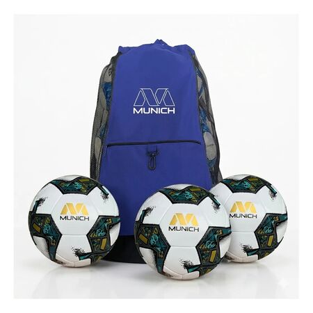 Combo 3 Pelotas Futsal Elite Quality Pro + Bolso Straper Azul