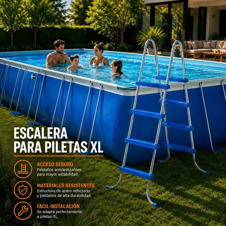 Escalera Para Piletas De Lona 8 Escalones Pelopincho Epxl001 - Vista 2