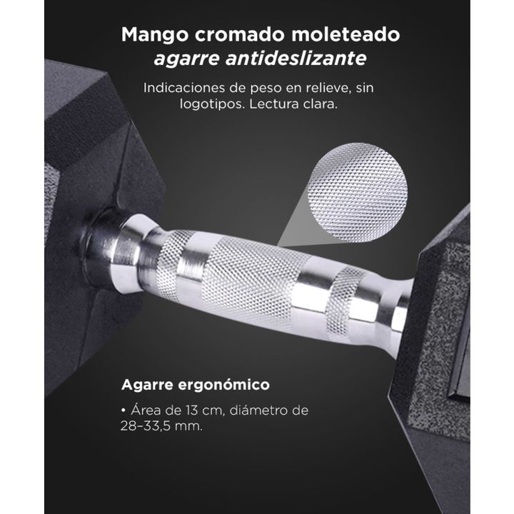 Mancuerna Hexagonal Force By Gadnic 20KG Agarre Seguro - Vista 3