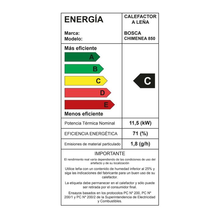 Calefactor Chimenea Insertable Bosca a leña 850 Freestanding - Vista 6