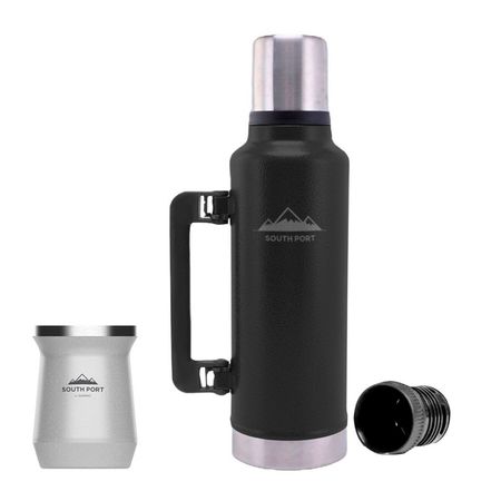 Kit de Termo Negro 1.3L South Port con Mate Blanco Acero Inoxidable