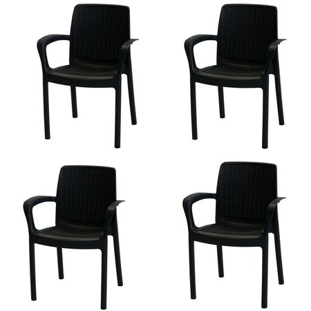 Combo X4 Sillones Simil Ratan Voss 2000 Guinea Grafito