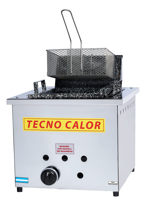 Freidora Gas 10 Lts Tecno Calor Mesada Bacha Enlozada Acero - Vista 1