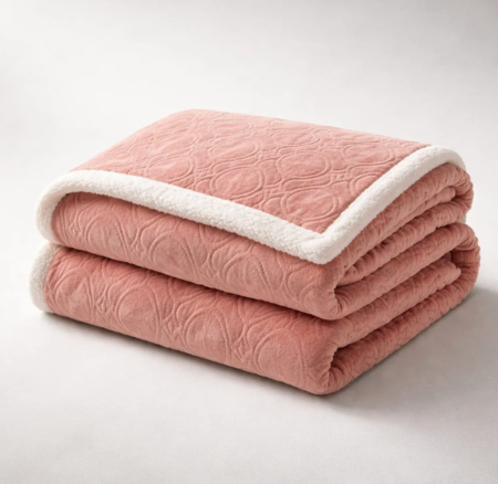 Manta frazada flannel Deluxe con corderito 1 plaza y media ROSA