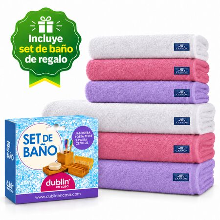 Combo X 3 Juegos de Toalla Y Toallón Cannon Hotelero 520gr