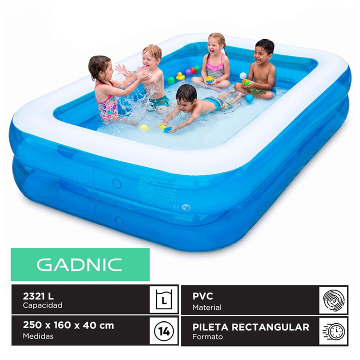 Pileta Inflable Rectangular Gadnic Familiar 2321 Lt PVC 250 x 160 x 40 cm - Vista 1