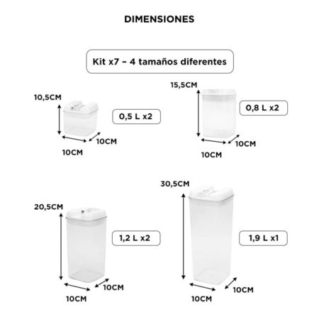 Set De 7 Contenedores Para Cocina Gadnic Con Tapa Hermética