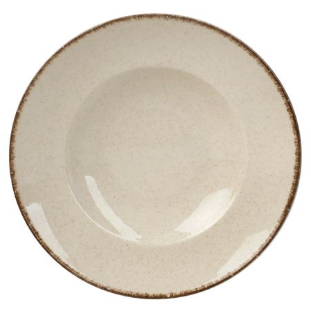 Plato Pasta Porcelana Hondo 27 cm Artesanal Filo Envejecido Ivory