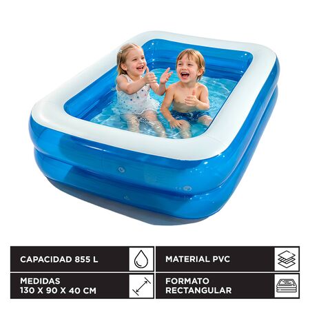 Pileta Inflable Rectangular Gadnic 855 Litros PVC 130 x 90 x 40 Cm Familiar