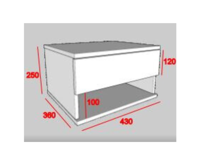 Mesa De Luz Linea Minimal Flotante C/1caj 6448 Gris C Tables - Vista 6