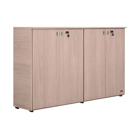 BIBLIOTECA BAJA CON 4 PUERTAS Y LLAVE GRIS ANDINO