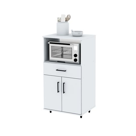 Mueble Rack De Cocina Porta Microondas Y Grill Blanco Oferta