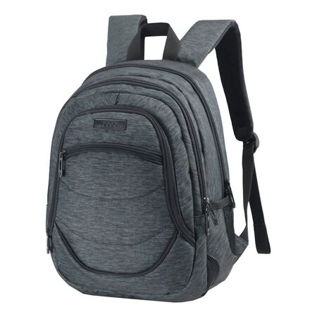 Mochila Kossok Lepi - Escolar - Mediana - Reforzada GRIS OSCURO JASPEADO Rayas