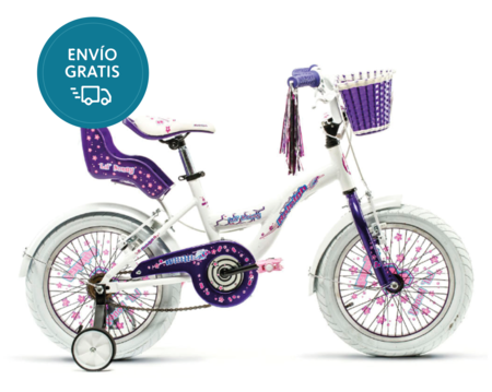 Bicicleta Raleigh Lilhon / Blanco/Violeta / Frenos V-Brake/ Cuadro de aluminio / 1vel. / Rodado 16"