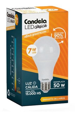 Lámpara Led Candela 7w Reemplaza 50w E27