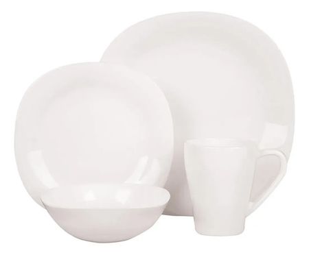 Set Vajilla 16 Piezas Varese Utile Cuadrado Vidrio Templado