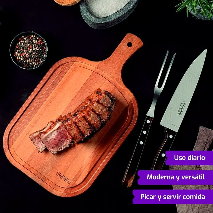 Juego Para Asado 3 Pzs Tramontina Con Tabla - Vista 2