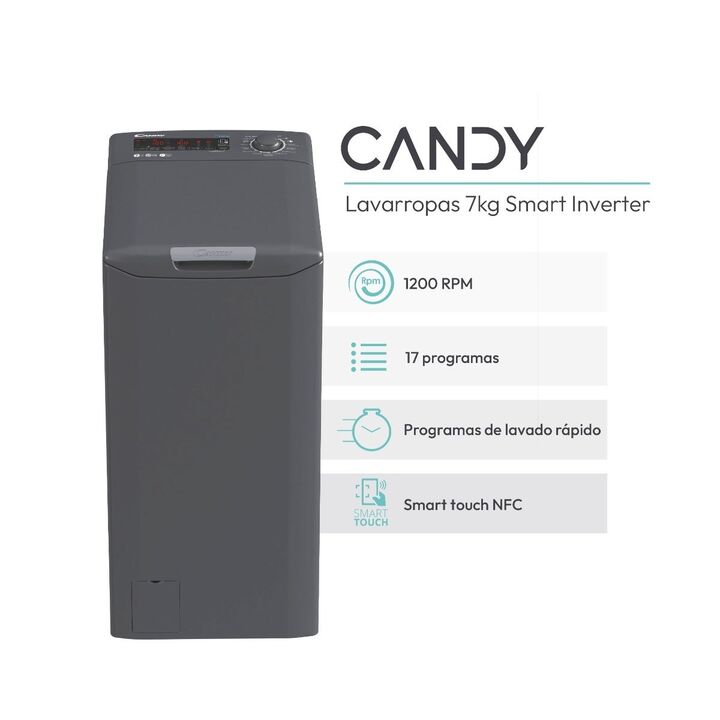Lavarropas Candy CSTG47TMRR4/1-12 7kg 1400RPM CS gris Inverter - Vista 6