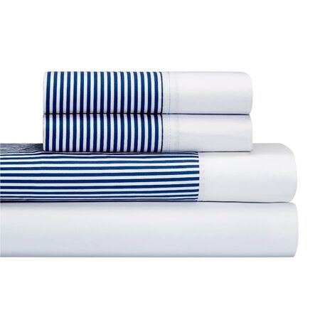 Juego De Sabanas Queen Cannon Algodón 200 hilos Azul