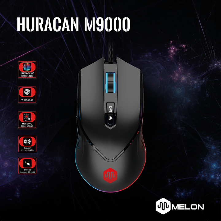 Mouse De Juego Gamer Huracan Melon 10000 Dpi Iluminacion Rgb - Vista 4