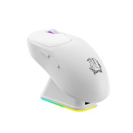 Mouse Gamer Raptor Storm Grip Wireless 4 botones 10000dpi c|base cargadora White