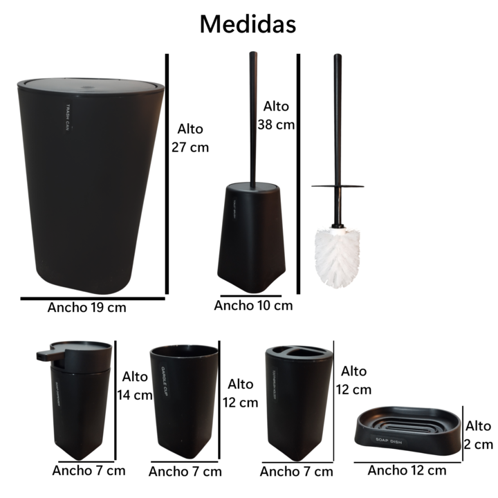 Set de Baño Ezego 6 Piezas RM2505 Color Negro - Vista 8