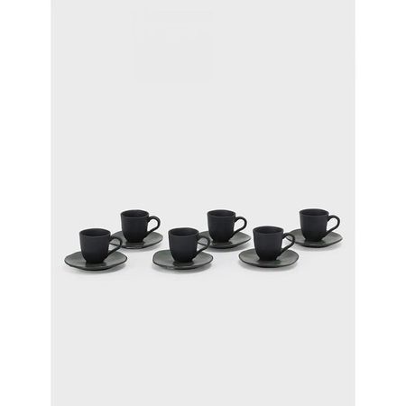 Set 6 tazas Porto Brasil Café C/plato Orgánico Geo Stoneware