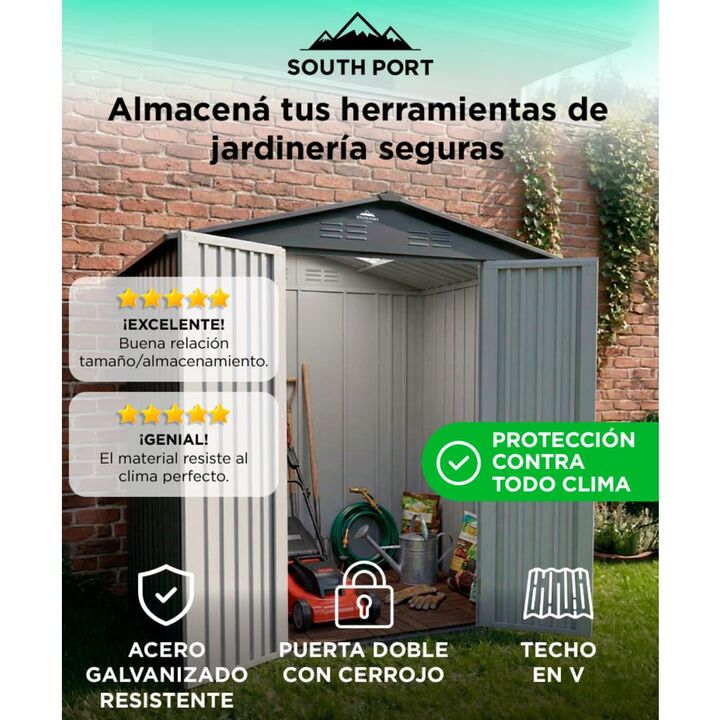 Cobertizo Exterior South Port By Gadnic Acero Galvanizado Doble Puerta Ventilación Galpón 151 x 181 x 195 cm - Vista 2