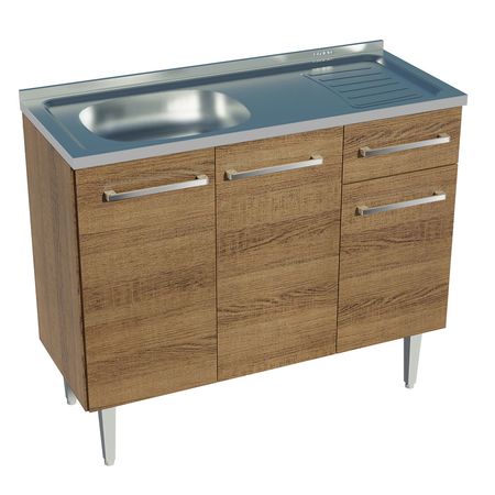 Bajo Mesada Con Bacha Madesa Emilly 3 Puertas 1 Cajon 105 Cm
