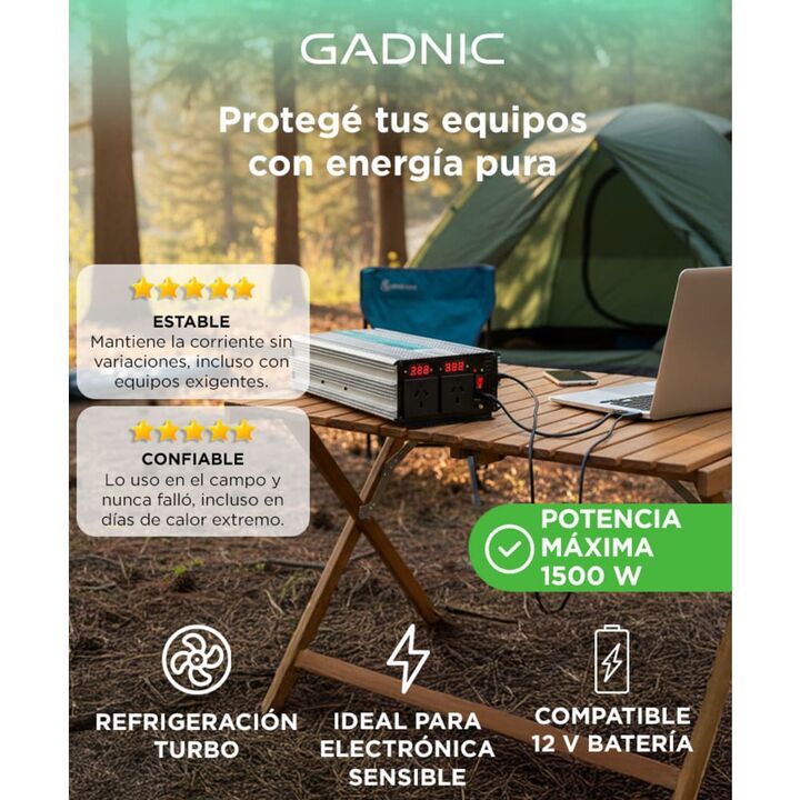 Inversor Onda Pura Corriente Gadnic IV-15 2000w - Vista 2