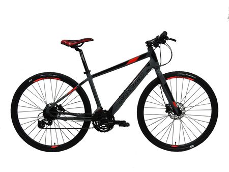 Bicicleta Raleigh Urban 1.1 R28" - Talle 19"/L - Gris/Rojo -Cuadro de aluminio- Frenos a discos Hidráulicos- 24 Vel.
