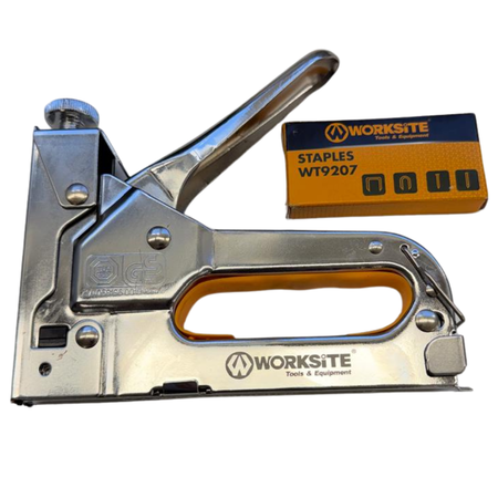Pistola Engrampadora Manual + Grapas 4 En 1 Worksite Wt9207