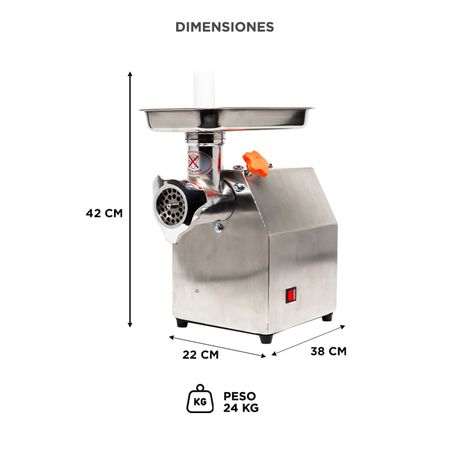 Picadora De Carne Industrial 1 Hp Gadnic Big-P Acero Inoxidable 