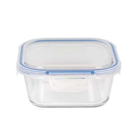 Recipiente Contenedor De Vidrio 520Ml Con Tapa Cuadrado